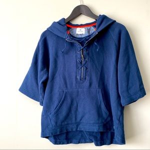 SPERRY - Hoodie - Oversized hood 1/2 arm  Navy Blue Size M  kangaroo pocket-zip